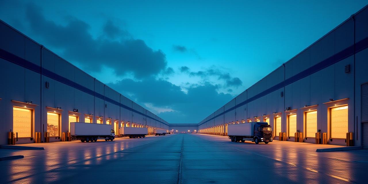 Modern logistics hub with organized cargo ready for transport