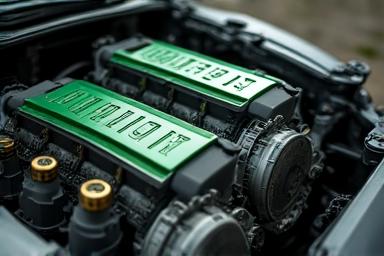 Close up of a clean sustainable truck engine component