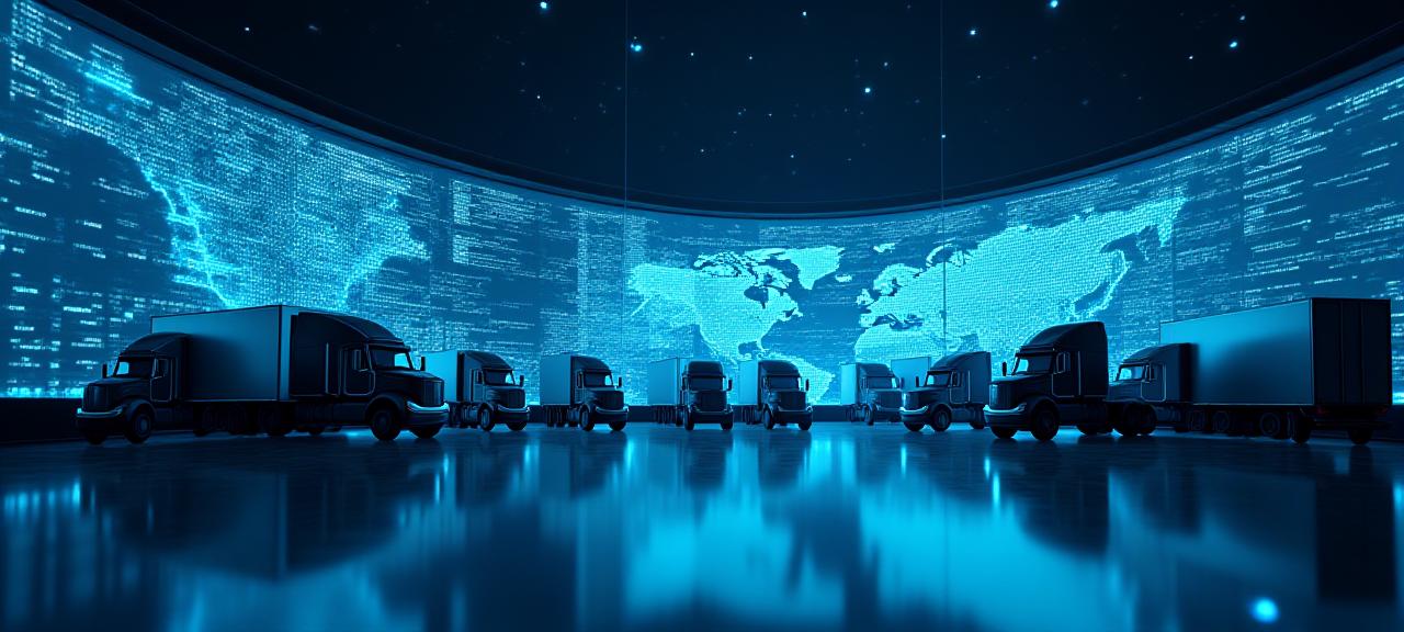 Abstract representation of digital security and logistics flow